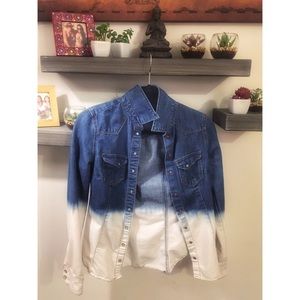 Ombré distressed jean shirt